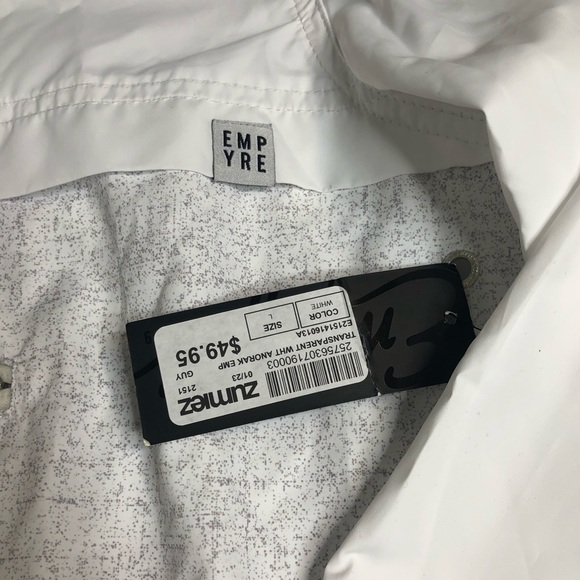 Empyre By Zumiez Unisex White Windbreaker Size M/L - Picture 4 of 6